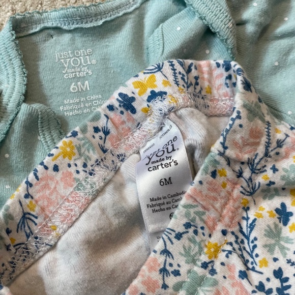 Carter’s girls size 6 months onesie and pant set floral just like mommy polka - Picture 3 of 5